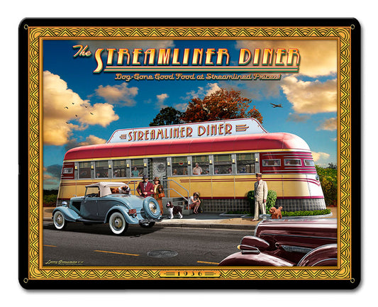 1936 Streamliner Diner, Automotive, Metal Sign, Wall Art, 15 X 12 Inches
