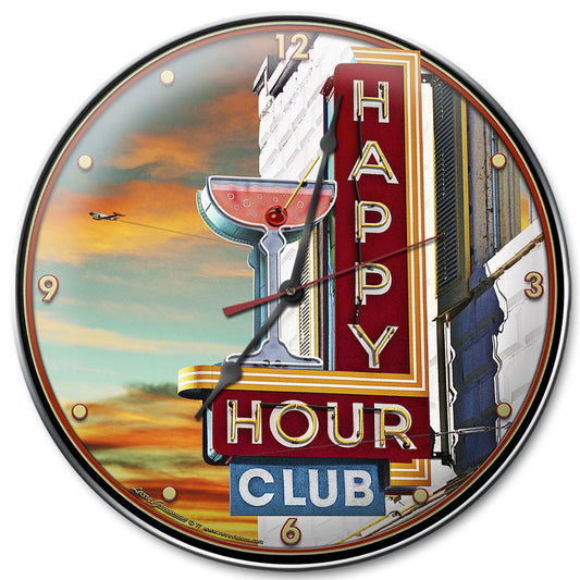 Happy Hour Club, Automotive, Metal Sign, Wall Art, 14 X 14 Inches