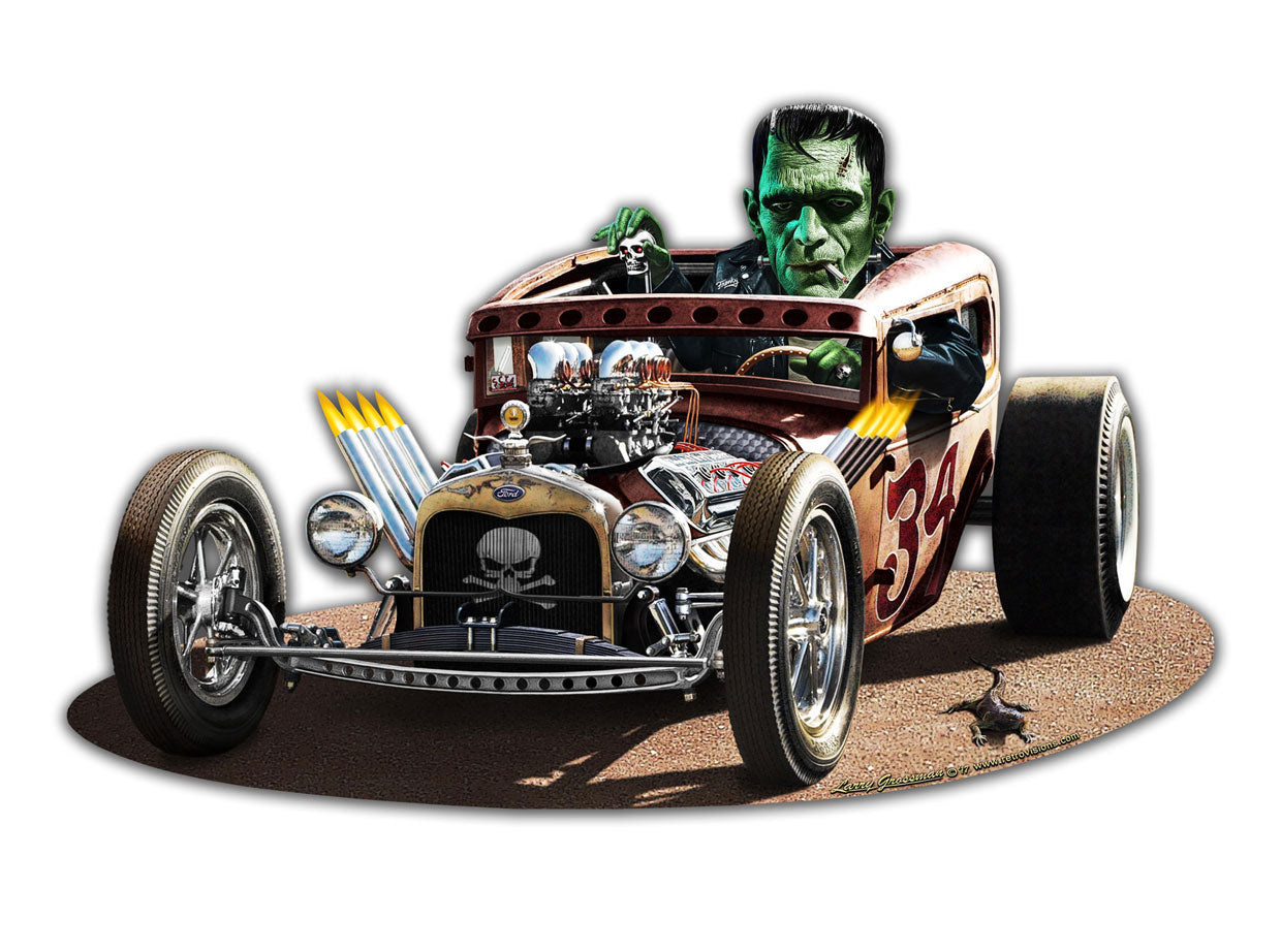 Frankie's Rat Rod Vintage Sign, Automotive, Metal Sign, Wall Art, 14 X 8 Inches