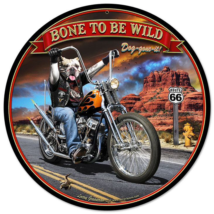 Bone To Be Wild Vintage Sign, Automotive, Metal Sign, Wall Art, 14 X 14 Inches