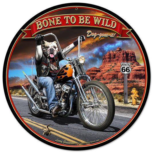 Bone To Be Wild Vintage Sign, Automotive, Metal Sign, Wall Art, 14 X 14 Inches