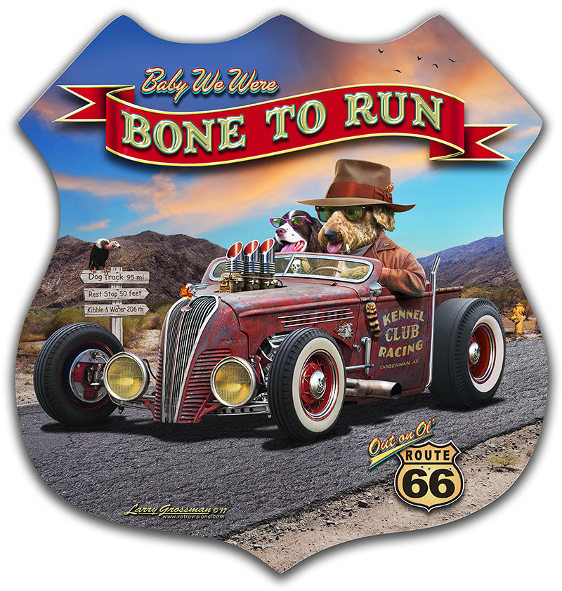 Bone To Run Vintage Sign, Automotive, Metal Sign, Wall Art, 15 X 15 Inches