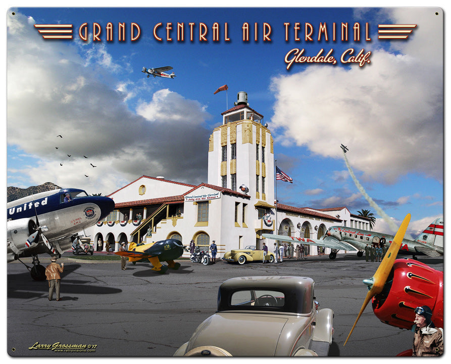 Grand Central Air Terminal Vintage Sign, Aviation, Metal Sign, Wall Art, 30 X 24 Inches