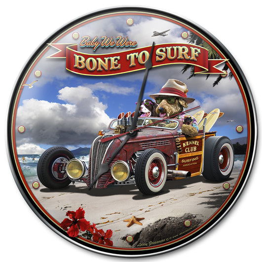 Bone to Surf, Automotive, Metal Sign, Wall Art, 14 X 14 Inches