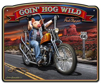 3-D Goin' Hog Wild Vintage Sign, 3-D, Metal Sign, Wall Art, 18 X 15 Inches