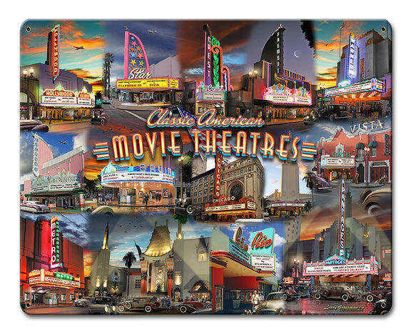 Movie Theater Collage Vintage Sign, Bar and Alcohol, Metal Sign, Wall Art, 12 X 15 Inches