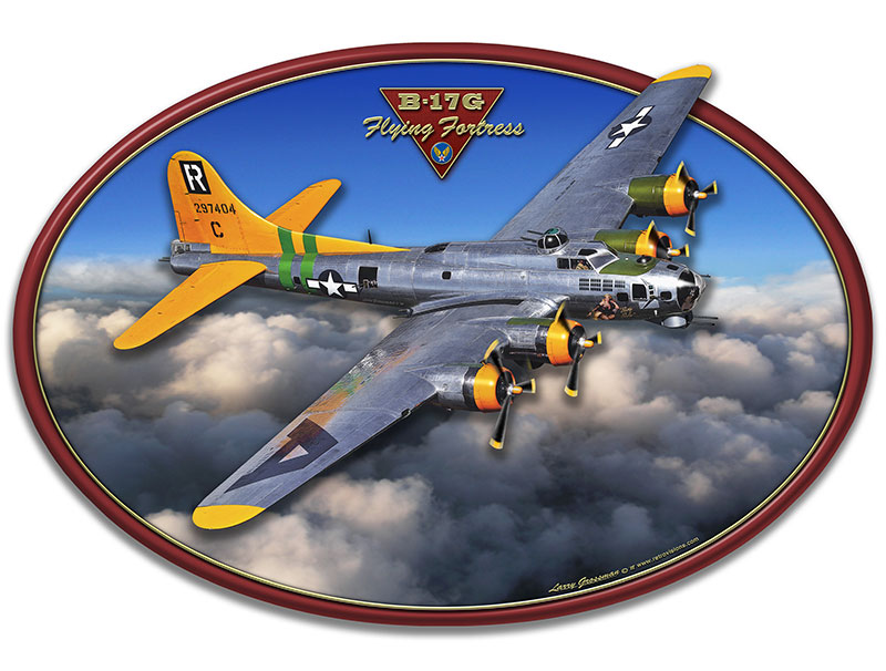 3-D B-17G Flying Fortress Vintage Sign, 3-D, Metal Sign, Wall Art, 22 X 14 Inches