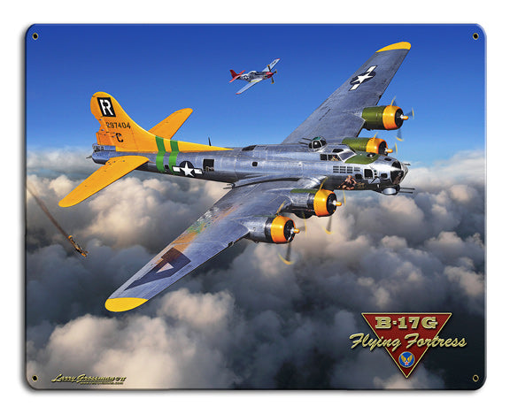 B-17G Flying Fortress  Vintage Sign, Automotive, Metal Sign, Wall Art, 12 X 15 Inches