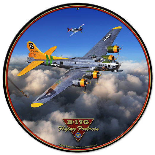 B-17G Flying Fortress  Vintage Sign, Automotive, Metal Sign, Wall Art, 14 X 14 Inches