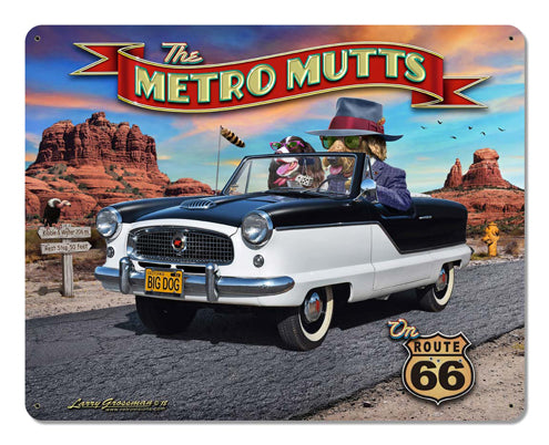 Metro Mutts Vintage Sign, Automotive, Metal Sign, Wall Art, 12 X 15 Inches