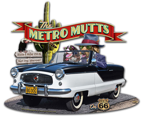 Metro Mutts Vintage Sign, Automotive, Metal Sign, Wall Art, 18 X 15 Inches