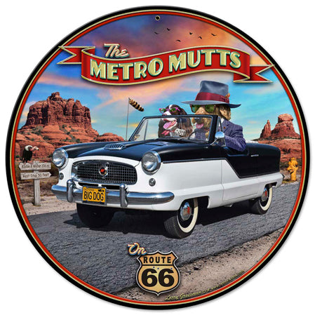 Metro Mutts Vintage Sign, Automotive, Metal Sign, Wall Art, 14 X 14 Inches