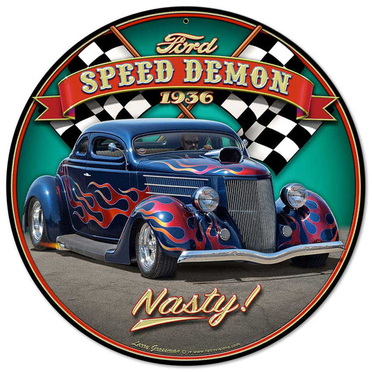 LGB506 - 1936 Blown Coupe, Automotive, Metal Sign, Wall Art, 14 X 14 Inches