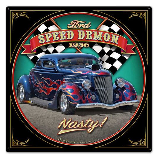 1936 Blown Coupe Vintage Sign, Automotive, Metal Sign, Wall Art, 24 X 24 Inches