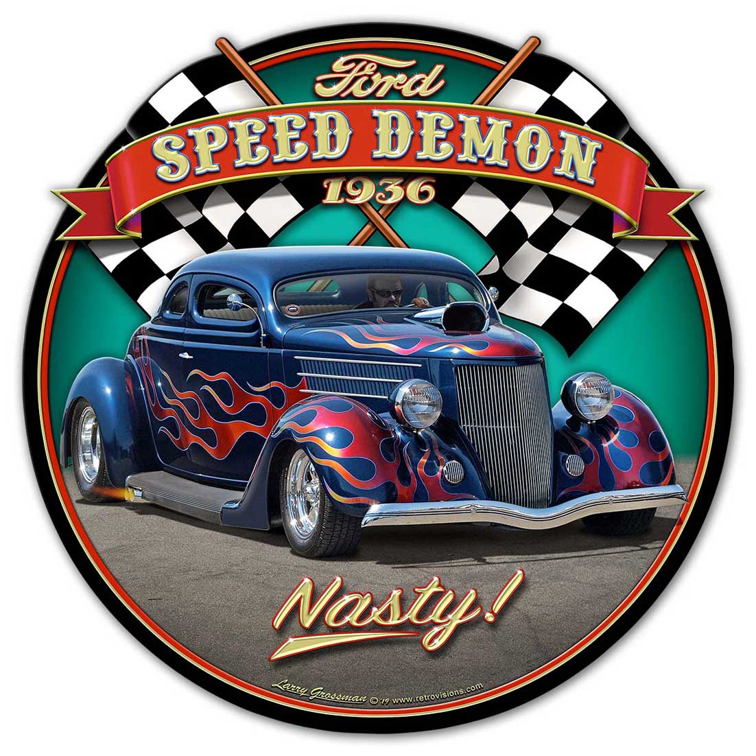 1936 Blown Coupe Round Vintage Sign, Automotive, Metal Sign, Wall Art, 16 X 16 Inches