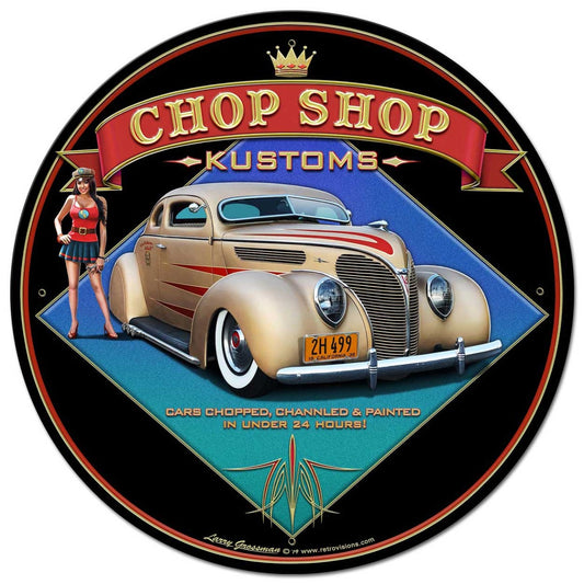 1938 Ford Kustom Vintage Sign, Automotive, Metal Sign, Wall Art, 28 X 28 Inches