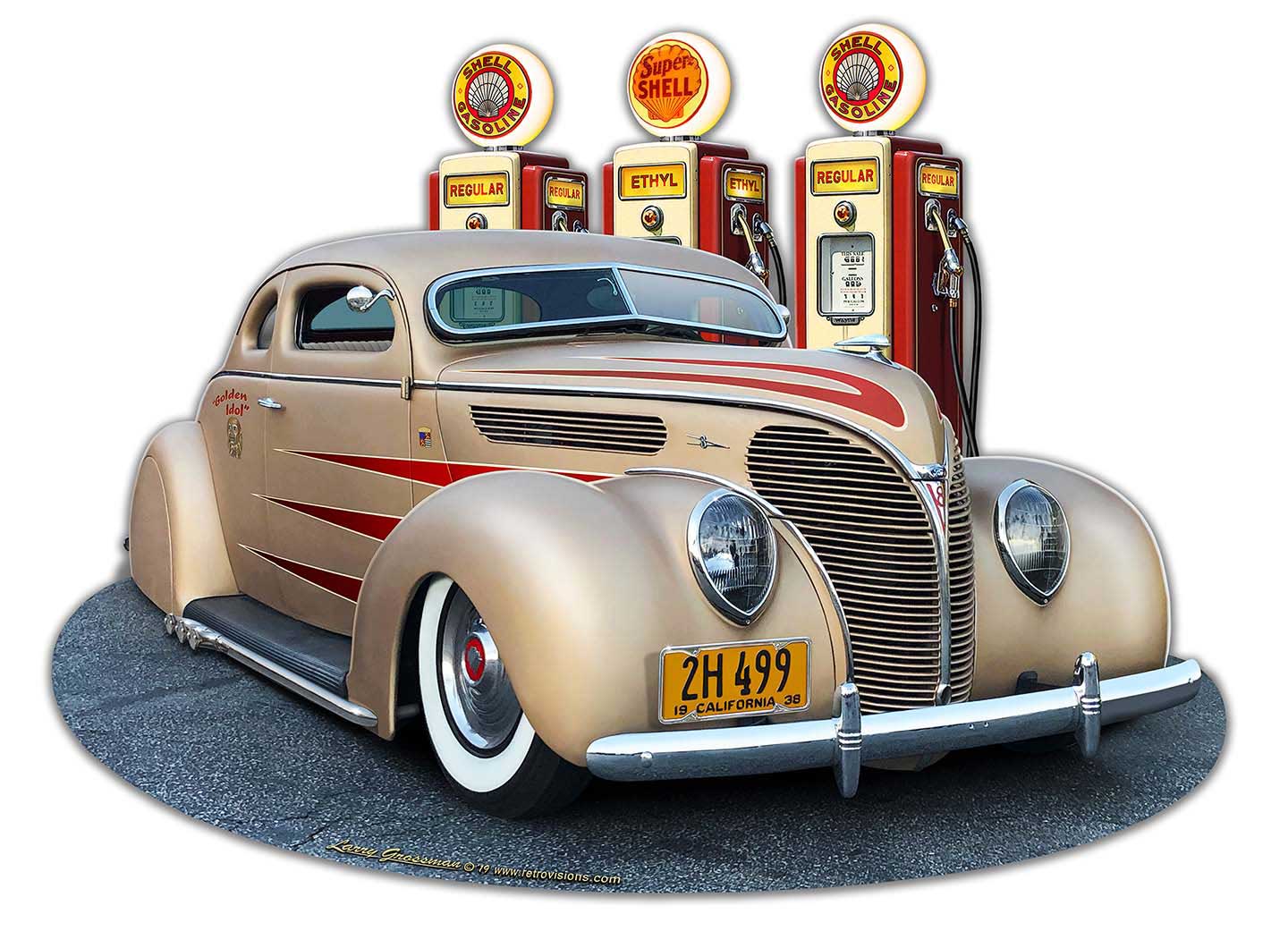 1938 Ford Kustom Vintage Sign, Automotive, Metal Sign, Wall Art, 18 X 14 Inches