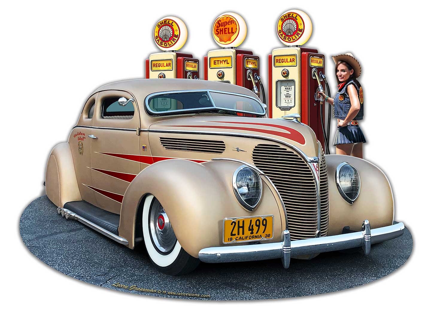 1938 Ford Kustom Vintage Sign, Automotive, Metal Signs, Wall Art, 18 X 14 Inches