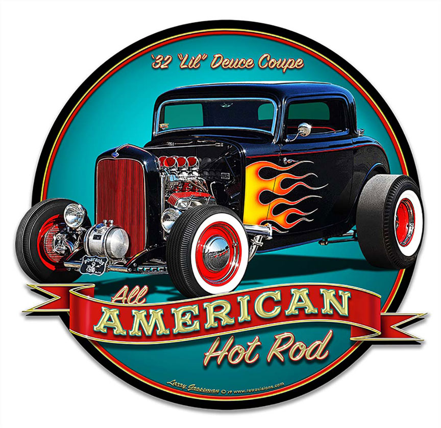 1932 Lil Deuce Coupe Vintage Sign, Automotive, Metal Sign, Wall Art, 16 X 15 Inches