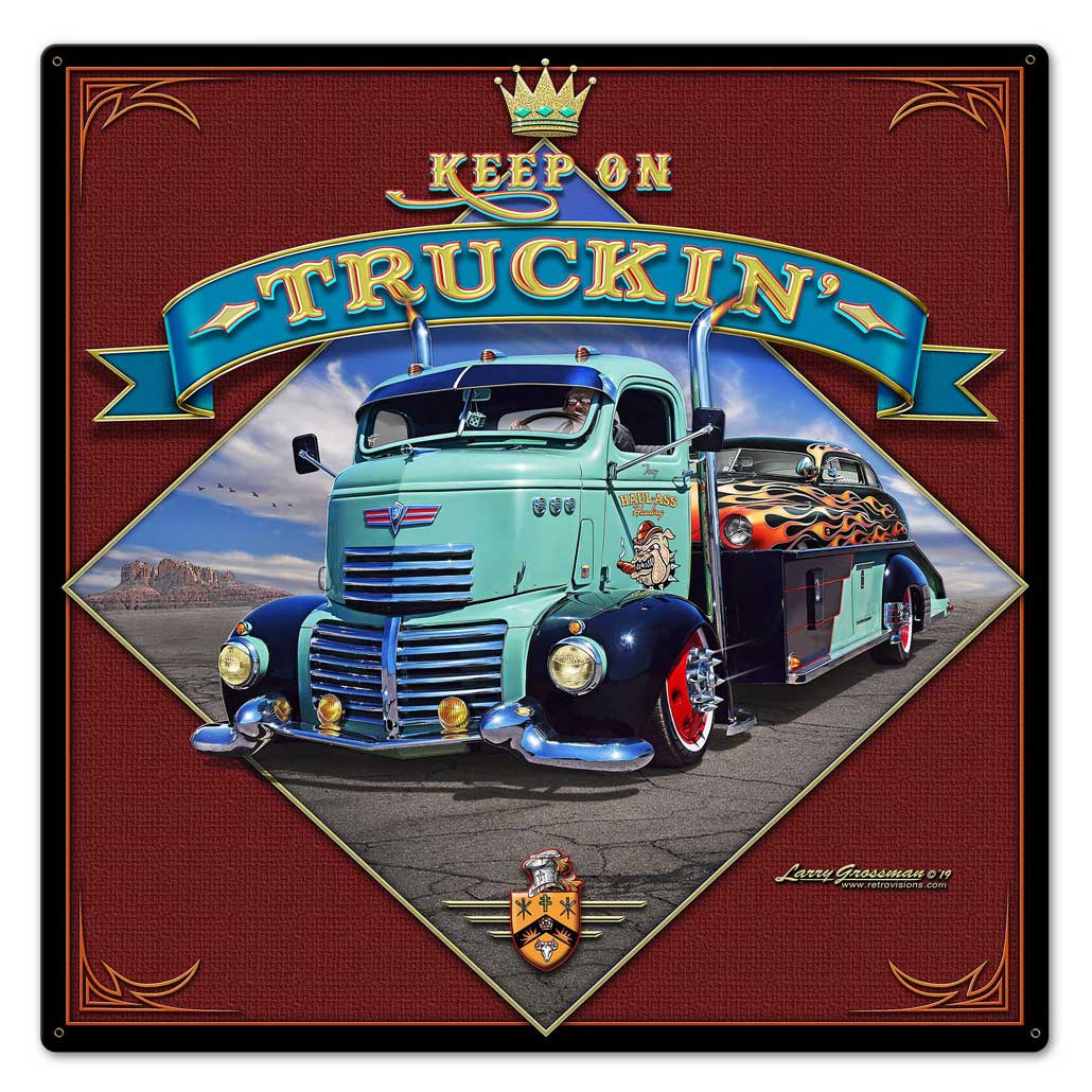 1947 Keep On Truckin', Automotive, Metal Sign, Wall Art, 24 X 24 Inches