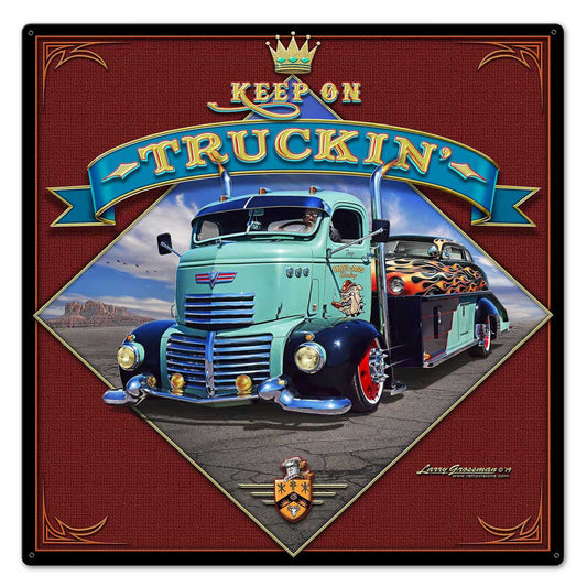 1947 Keep On Truckin', Automotive, Metal Sign, Wall Art, 24 X 24 Inches