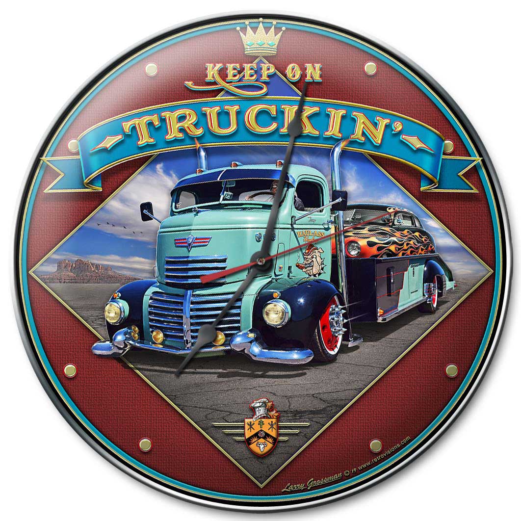 Keep On Truckin', Automotive, Metal Signs, Wall Art, 14 X 14 Inches