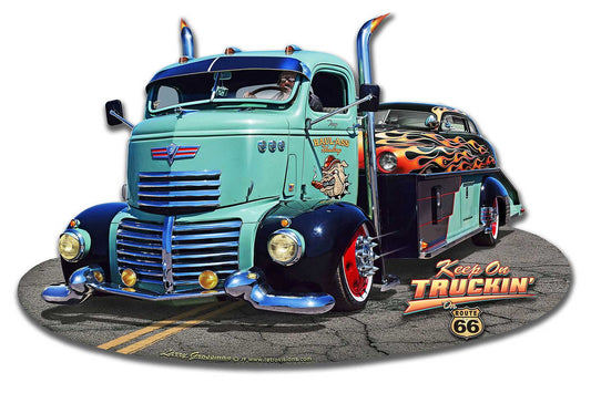 Keep On Truckin', Automotive, Metal Sign, Wall Art, 18 X 12 Inches