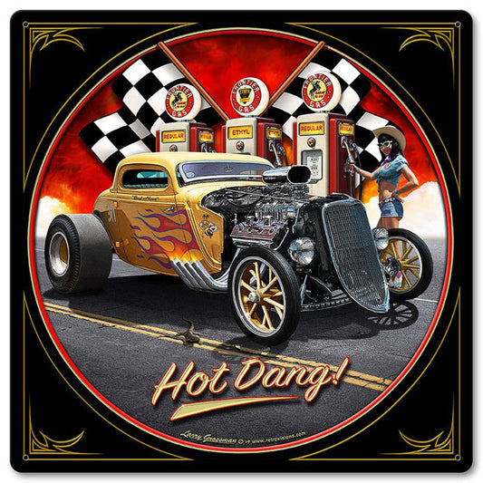 1933 Hot Dang, Automotive, Metal Sign, Wall Art, 12 X 12 Inches