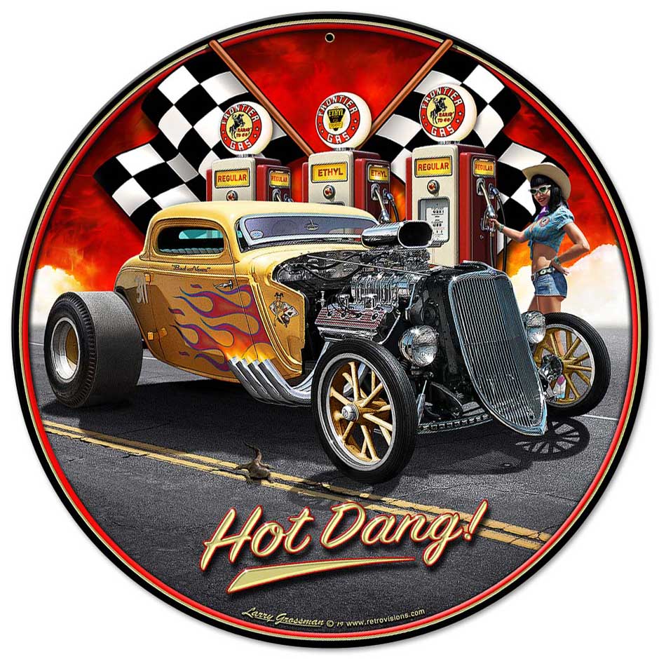 1933 Hot Dang, Automotive, Metal Sign, Wall Art, 14 X 14 Inches