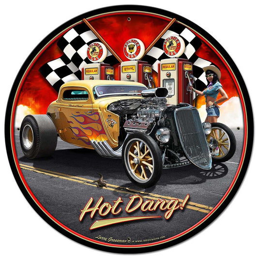 1933 Hot Dang, Automotive, Metal Sign, Wall Art, 28 X 28 Inches