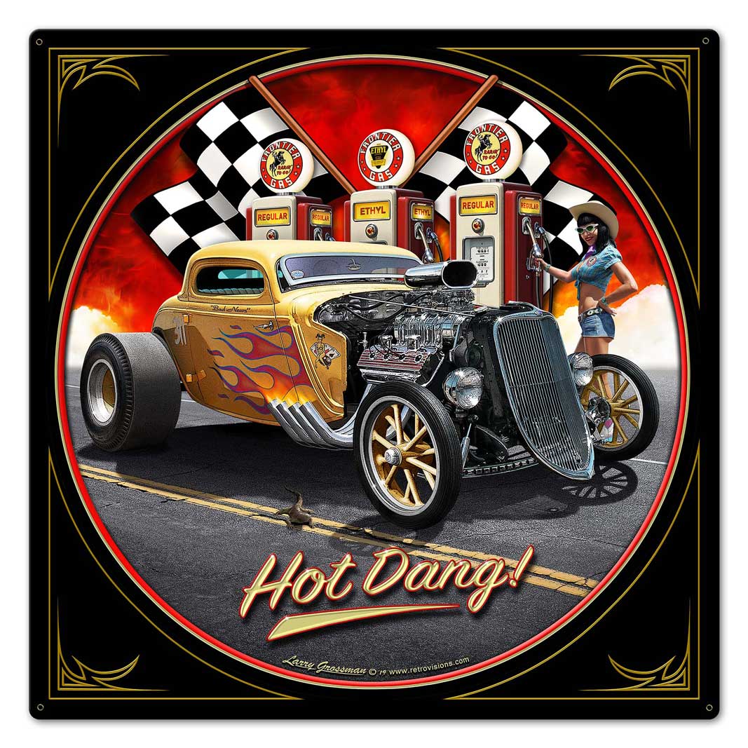 1933 Hot Dang, Automotive, Metal Sign, Wall Art, 24 X 24 Inches