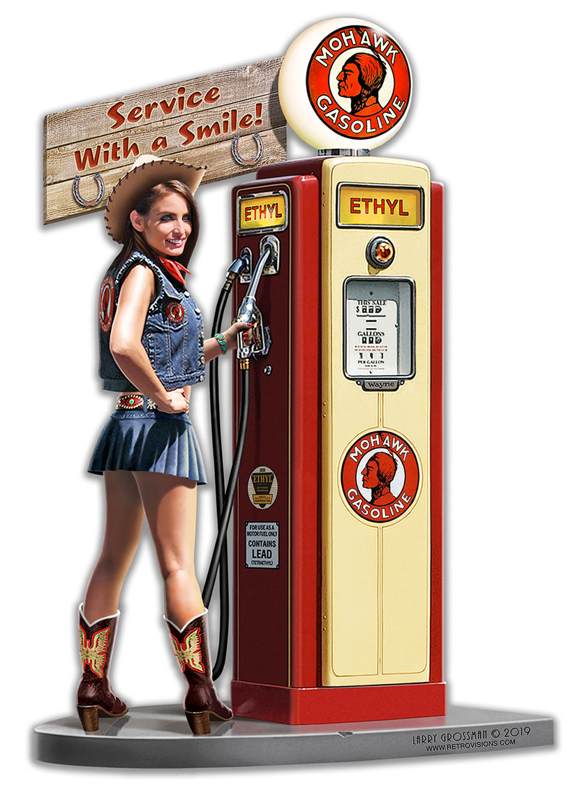 Gas Pump Girl Mild, New Products, Metal Sign, Wall Art, 14 X 20 Inches