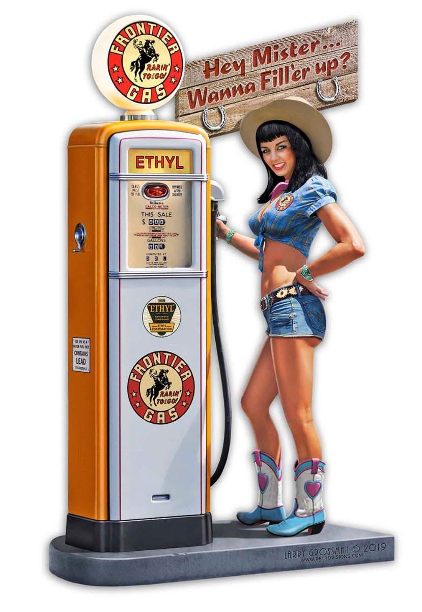 Gas Pump Girl 2, Automotive, Metal Sign, Wall Art, 12 X 20 Inches