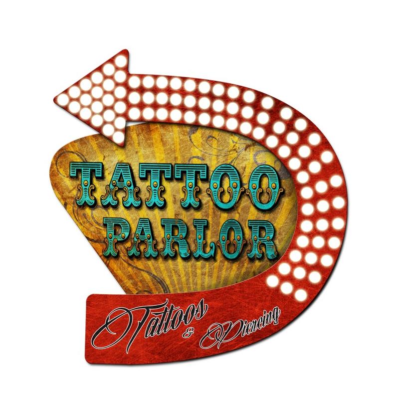 3-D Tattoo Parlor   Vintage Sign, 3-D, Metal Sign, Wall Art, 20 X 24 Inches