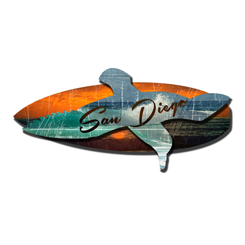 3-D Sea Surf Sd , 3-D, Metal Sign, Wall Art, 24 X 10 Inches
