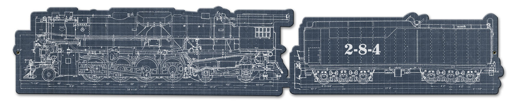 Train Blue Print, Trains, Metal Sign, Wall Art,  X  Inches