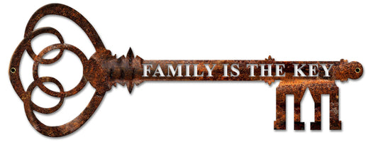 Family Is The Key, Home & Garden, Metal Sign, Wall Art, 30 X 11 Inches