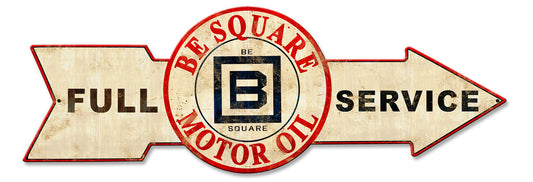 Full Service Be Square Motor Oil, Oil & Petro, Metal Sign, Wall Art, 32 X 11 Inches