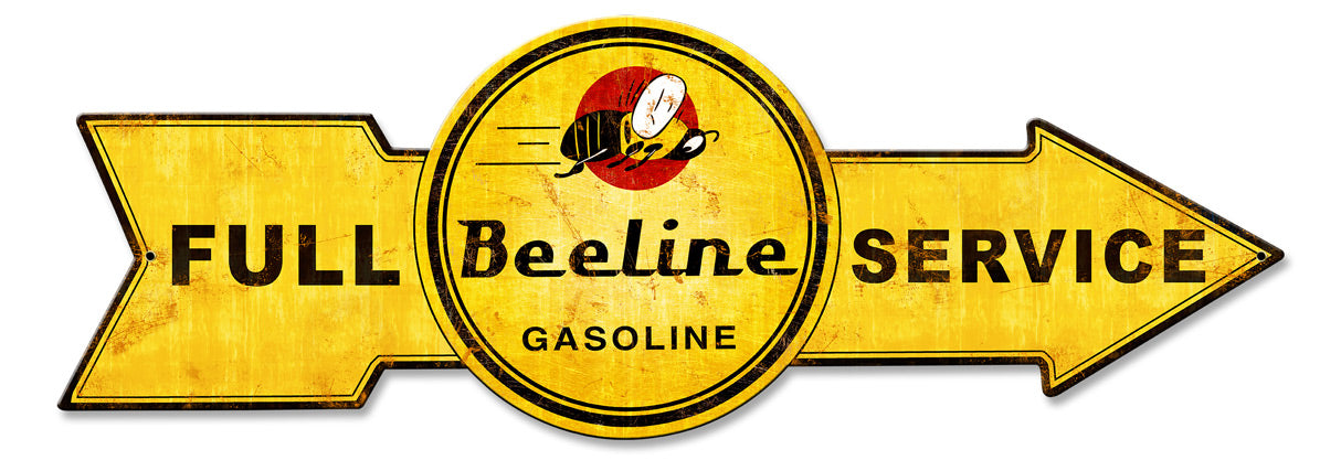 Full Service Beeline Gasoline, Oil & Petro, Metal Sign, Wall Art, 32 X 11 Inches