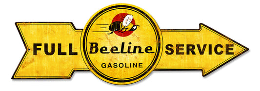 Full Service Beeline Gasoline, Oil & Petro, Metal Sign, Wall Art, 32 X 11 Inches