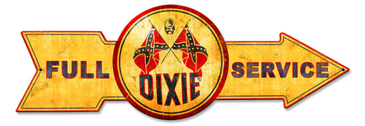 Full Service Dixie, Oil & Petro, Metal Sign, Wall Art, 32 X 11 Inches