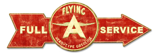 Full Service Flying A, Oil & Petro, Metal Sign, Wall Art, 32 X 11 Inches