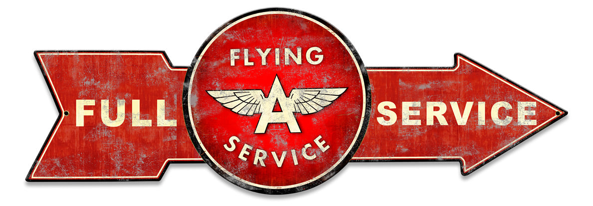 Full Service Flying A, Oil & Petro, Metal Signs, Wall Art, 32 X 11 Inches
