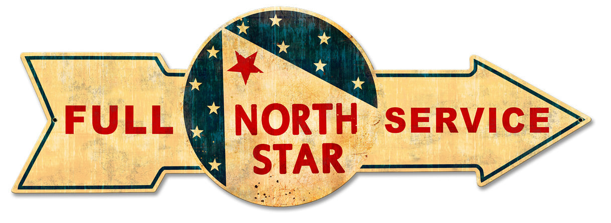 Full Service North Star, Oil & Petro, Metal Sign, Wall Art, 32 X 11 Inches