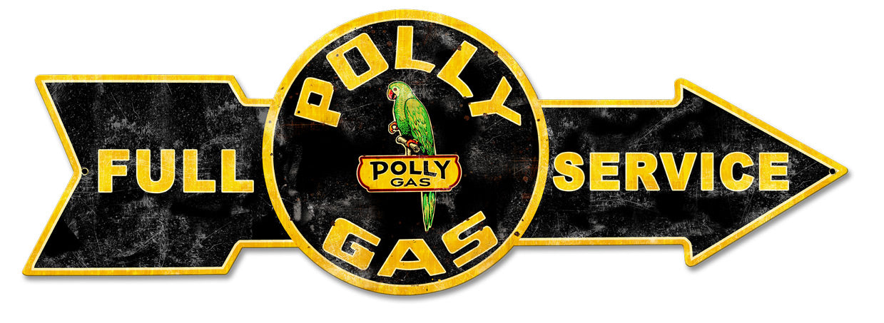 Full Service Polly Gas, Oil & Petro, Metal Sign, Wall Art, 32 X 11 Inches