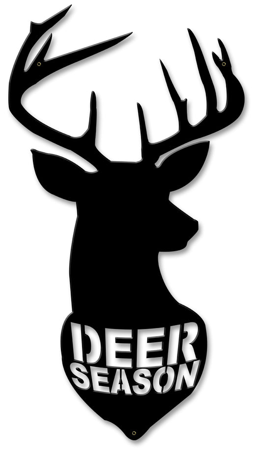 Deer Season Silhoutte, Home & Garden, Metal Sign, Wall Art, 11 X 22 Inches
