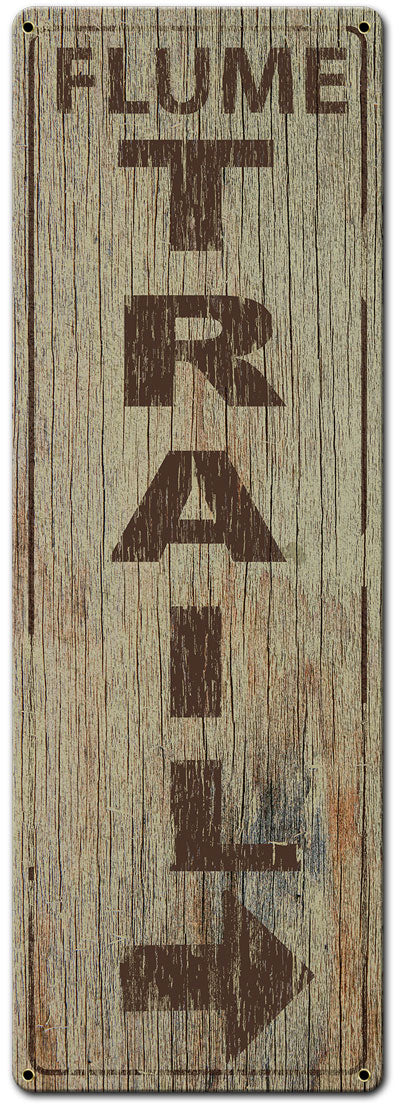 Hiking Flume Trail, Barn and Country, Metal Sign, Wall Art,  X  Inches
