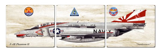 F-4B Phantom II, Aviation, Metal Sign, Wall Art, 14 X 12 Inches