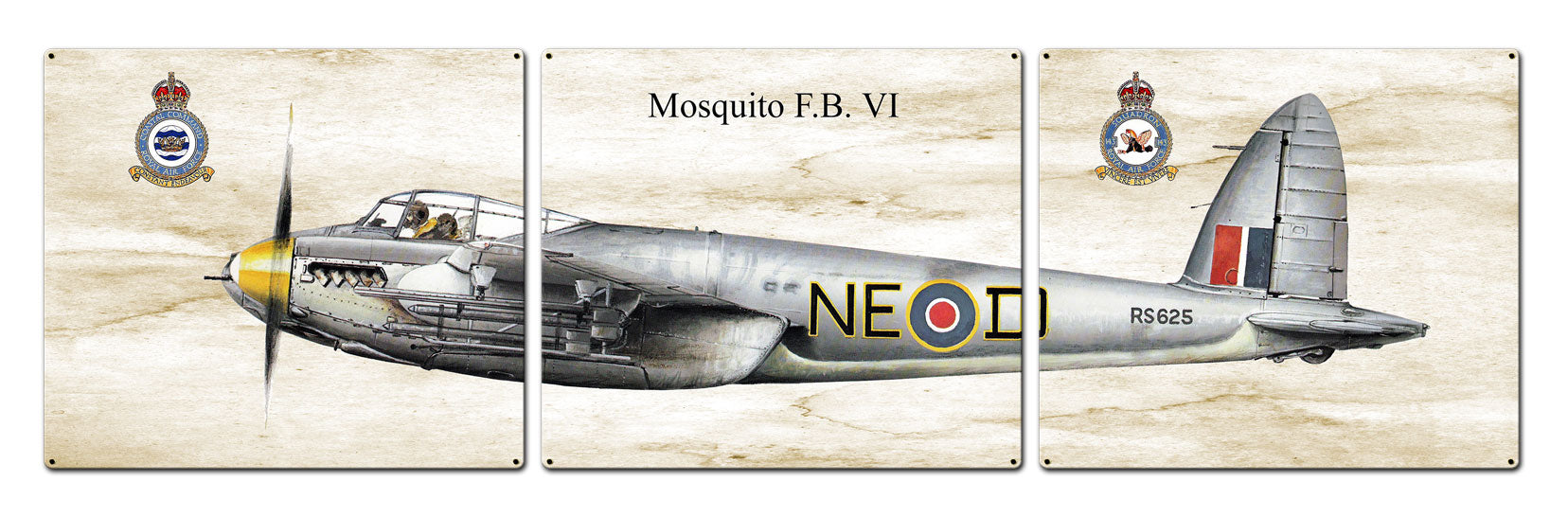 Mosquito FB, Aviation, Metal Sign, Wall Art, 16 X 14 Inches