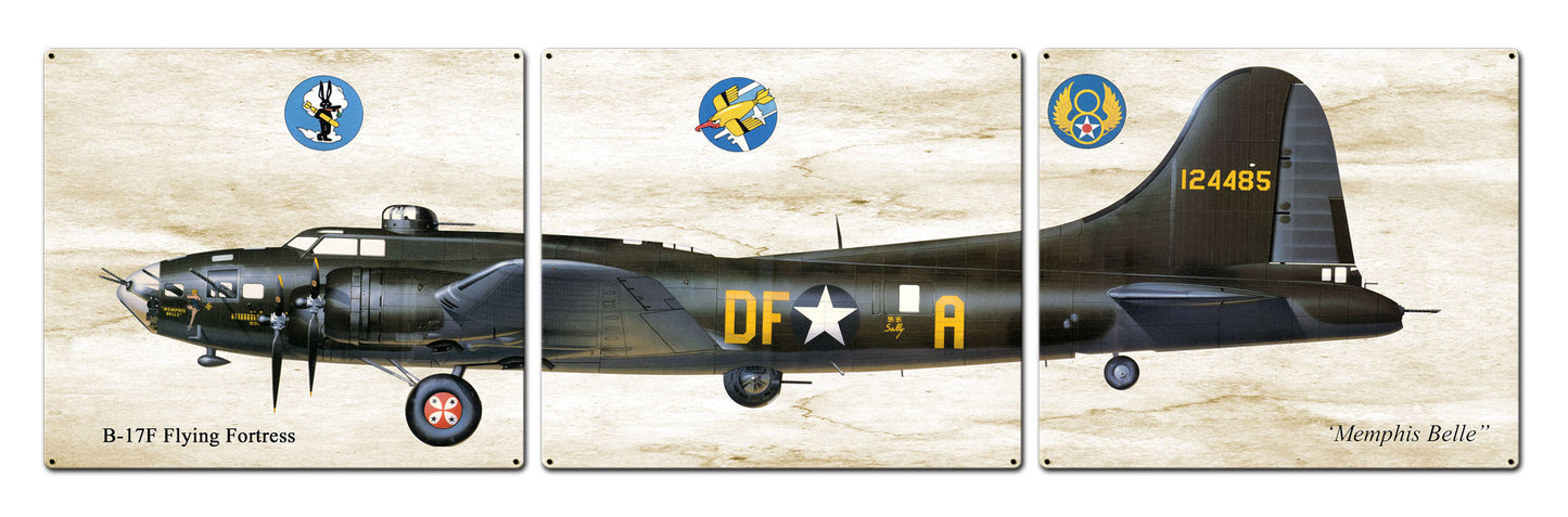 B-17 Flying Fortress, Aviation, Metal Sign, Wall Art, 16 X 14 Inches